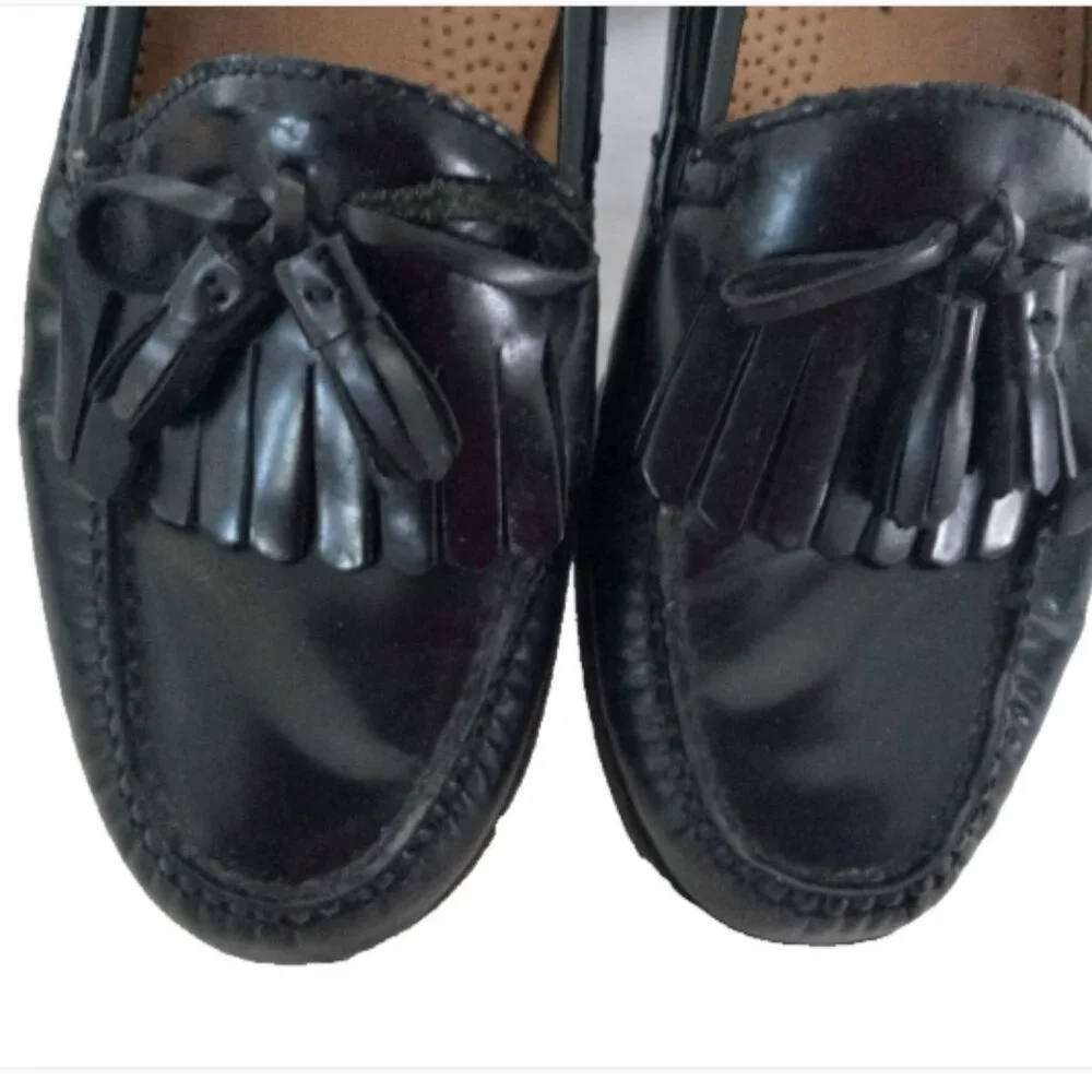 Cole Haan Men’s Black Leather Tassel Loafers Slip On Shoes Size 10D EUC